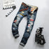 Fashion Men's Ripped Jeans Streetwear Mid Waist Jeans Straight Pants